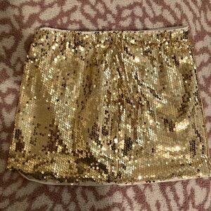 Gold Sequin Mini Skirt